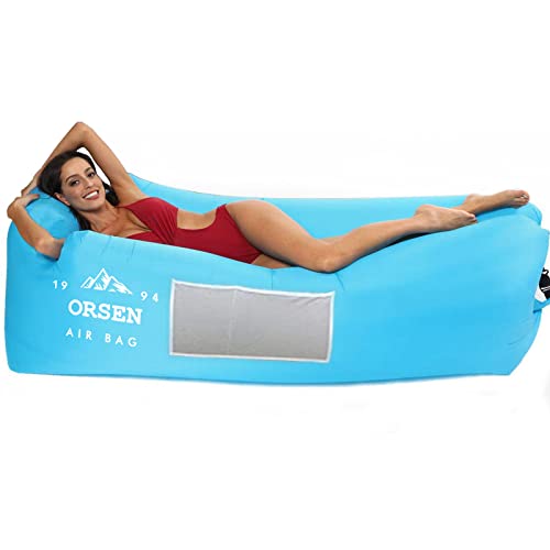 ORSEN Aufblasbares Sofa, Air Lounger Luftsofa Outdoor Luftliege zum Campen, Luftsack Strand Selbstaufblasend Aufblasbare Liege Aufblasbarer Strandkorb für Pool und Musikfestivals Blau