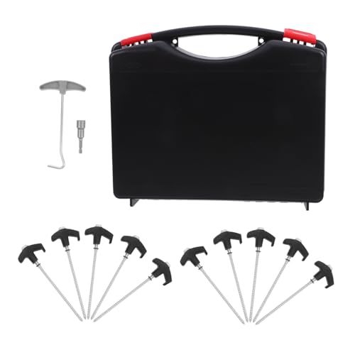 SUPVOX 1 Set Screw Ground Anchors for Secure Fixing Portable Camping Pegs with Tentsafe Cap for Outdoor Use Hard Soil