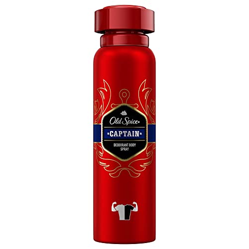 Old Spice Captain Deodorant Body Spray For Men 150 ml 48H Fresh 0% Aluminium Salts Anti-White Marks and Yellow Stains