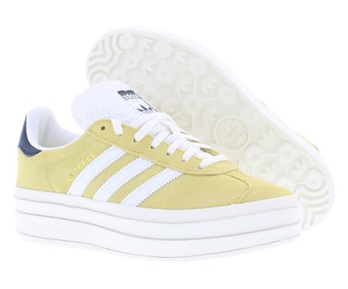 Image of adidas Gazelle Bold Suede Womens Shoes Size 9, Color: Almost Yellow /Footwear White /Legend Ink