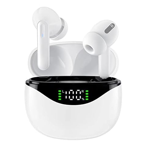 YOHOTA Wireless Earbuds, Bluetooth Headphones in-Ear, USB-C Fast Charge, Clear Sound, Built-in HD Mic, Touch Control, 48H Playtime, IPX8 Waterproof for Sport Wireless Headphones(White) Cover