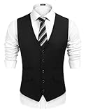 COOFANDY Men's Business Suit Vest,Slim Fit Formal Skinny Wedding Waistcoat,Black,XX-Large