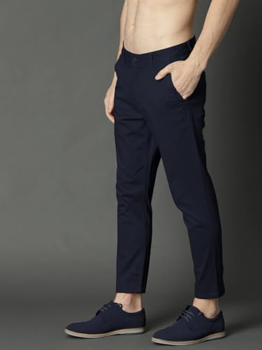 Image of Men's Slim Fit Cotton Blend Trousers - Stretchable Casual & Office Wear
