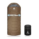 [ブルーニー] 寝袋 冬用 人工 ダウン シュラフ 210T 封筒型 最低温度 -30℃ 大きいサイズ ワイド 90 (ブラウン)…