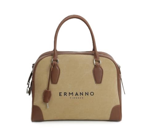 ERMANNO FIRENZE Bowling Anita Canvas Tan grand volume chic