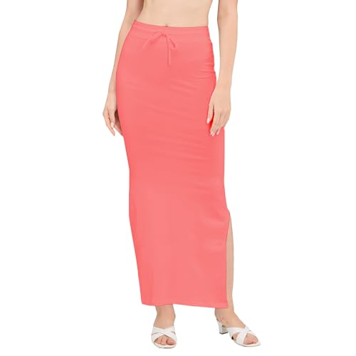 Image of DESI GIRL Cotton Lycra Stretchable Saree Shapewear Petticoat with Drawstring for Women | Fishcut Saree Petticoat with Side Slit for Easy Movement | Saree Shaper | Long inskirt