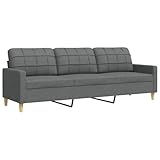 vidaXL Sofá de 3 plazas de Tela Gris Oscuro 210 cm, sofá, loveseat, sofá de salón, sofás, sofá tapizado, Asientos de salón, sofá de 3 Personas