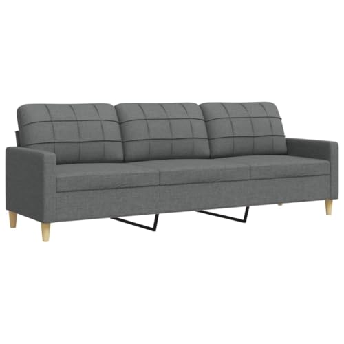 vidaXL Sofá de 3 plazas de Tela Gris Oscuro 210 cm, sofá, loveseat, sofá de salón, sofás, sofá tapizado, Asientos de salón, sofá de 3 Personas