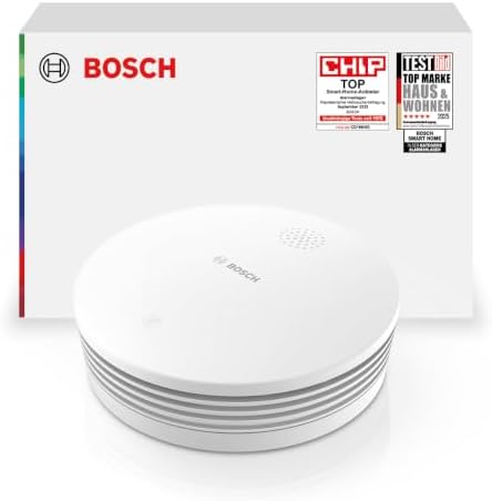 Bosch Smart Home Rauchwarnmelder II, Smarter Rauchmelder mit Sirene & App-Alarm, vernetzter Brandschutz im ganzen Zuhause, Apple Home kompatibel, einfache Montage, Controller II er