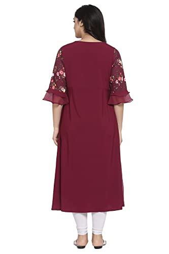 Image of Crepe Regular Kurta (Women Wine L)