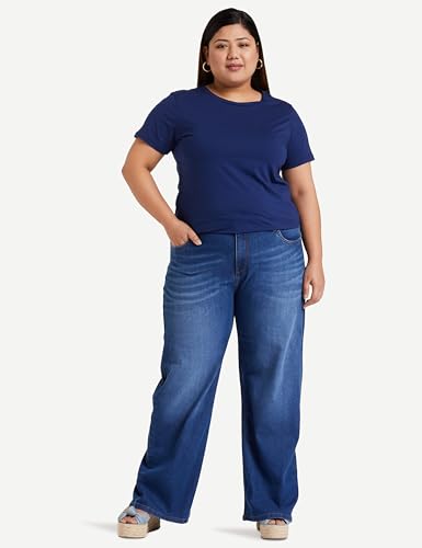 Image of Amazon Brand - Symbol Women Wide Leg Jeans (High Rise | Full Length) (Available in Plus Sizes)