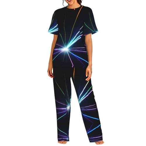Ensemble de pyjama doux pour femme vêtement de nuit imprimé laser