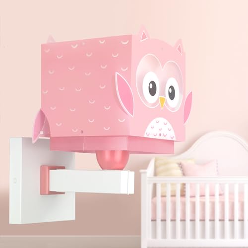 Aplique de pared infantil Dalber Búho Rosa con interruptor integrado 2