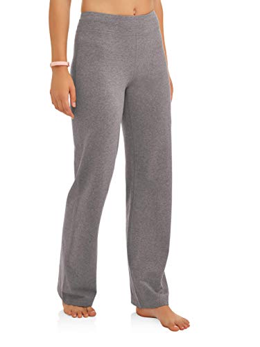 Athletic Works Women's Bootcut Fit Dri-More Core Cotton Blend Yoga Pants Available in Regular and Petite, Charcoal, XX-Large