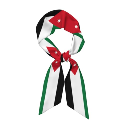 Jordanian flag Women's Lightweight Headband Hood, 46.9 * 3.1 Inch Chic Tie Scarf, Decorative Bandana Long Scarf