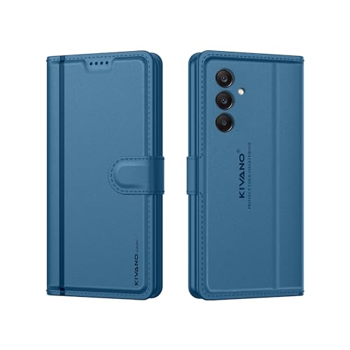 Image of KIVANO LUXE for Samsung A16 5G / Samsung F16 5G / Samsun M16 Luxury Handmade Leather Magnetic Flip Folio Case | Card Holder & Kickstand | Slim Protective Cover | Unisex - Blue