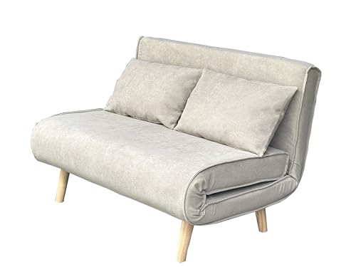 MUEBLIX.COM - Sofa Cama Ocenilla 2 Plazas, Estilo Futón, Tela, 3 Posiciones, Apertura Clic-Clac, Sofa Cama de Diseño, Color Beige