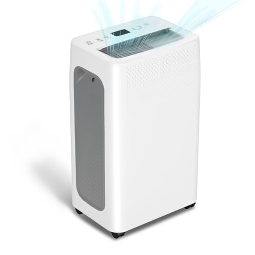 Jiubiaz Luftentfeuchter 26L/Tag, Automatische Entfeuchtung mit 3 Betriebsarten, Digitalanzeige, Ablaufschlauch, Timer 24H, Abtaufunktion, Wassertank 4,5L, Gegen Feuchtigkeit, Schimmel