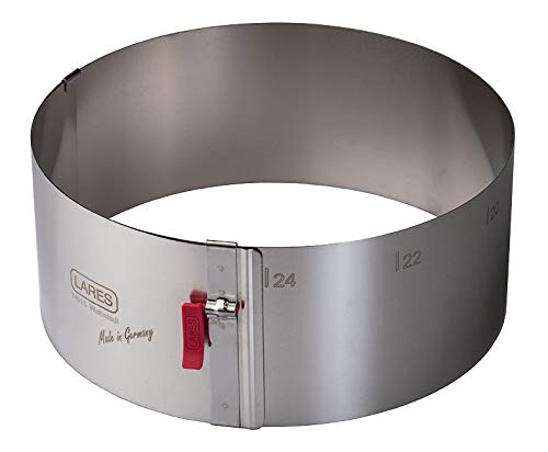 Lares - Kuchenring/Tortenring mit Klemmhebel - 18-30cm Ø, H: 10cm - Federbandstahl, stufenlos verstellbar - Made in Germany