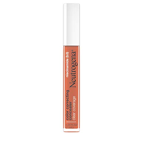 Neutrogena Clear Coverage Color Correcting Concealer Makeup, Lightweight Concealer with Niacinamide for Dark Spots, Oil-, Fragrance-, Paraben- & Phthalate-Free, Deep Peach, 0.24 fl. oz