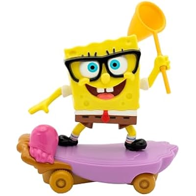 SPONGEBOB SQUAREPANTS Jelly Fishin Gliders - 5 in Spongebob Pull-Back Racing Toy with Action Net, Fast Motion & Undersea Adventure Play for Kids Ages 3+