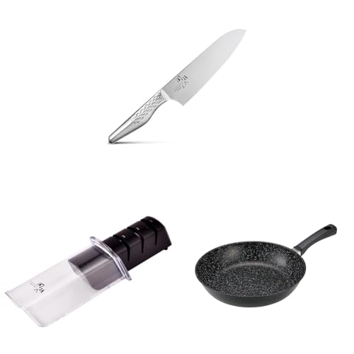 【セット買い】貝印 KAI 三徳 包丁 関孫六 匠創 165mm 日本製 食洗機 対応 AB5156 + 関孫六 ダイヤモンド&セラミックシャープナー AP-0308 + 貝印(Kai Corporation) KAI 軽い 軽量 高熱効率 フライパン 2