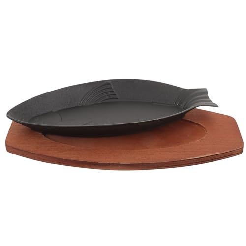 Amosfun Sartén para Asar Pescado Reutilizable de Hierro Fundido 30,5X13,5 CM para Parrilla y Barbacoa en Hogar