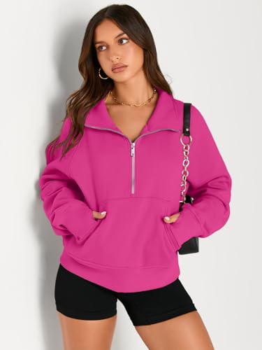 Image of AUTOMET Womens Sweatshirts Half Zip Cropped Pullover Fleece Quarter Zipper Hoodies 2026 Fall Fashion Outfits Clothes