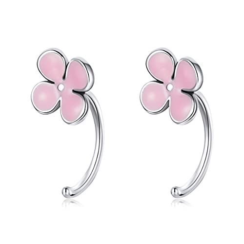 Boucles d'oreilles anti-irritation fleur rose en argent sterling