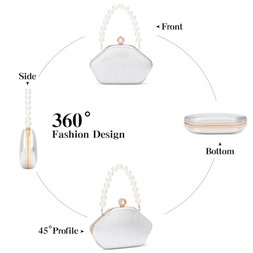 Image of RNIEGA Evening Bags For Women Formal Evening Clutch Women'S Evening Handbags, Pearl Beaded Top Handle Bag For Wedding, Prom, Party