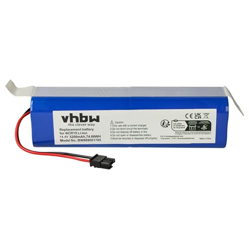 vhbw 1x Akku kompatibel mit Eufy RoboVac X8 HYBRID, X8, T226X, X8 Pro SES, X8 Pro, X8 HYBRID White Saugroboter (5200 mAh, 14,4 V, Li-Ion)