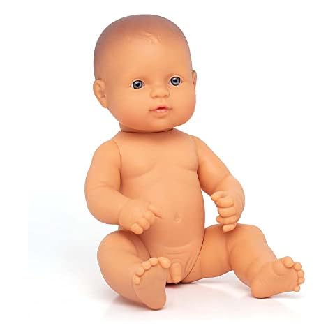 Miniland Muñeco Bebé Europeo de Vinilo Suave de 32cm con Rasgos Étnicos y Sexuado Cover