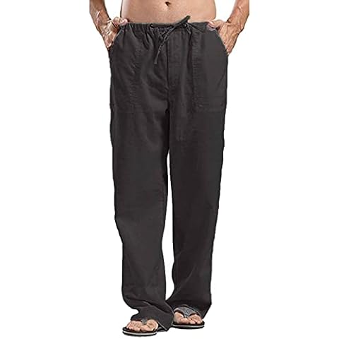 Joligiao Pantalones de Lino para Hombre Cover