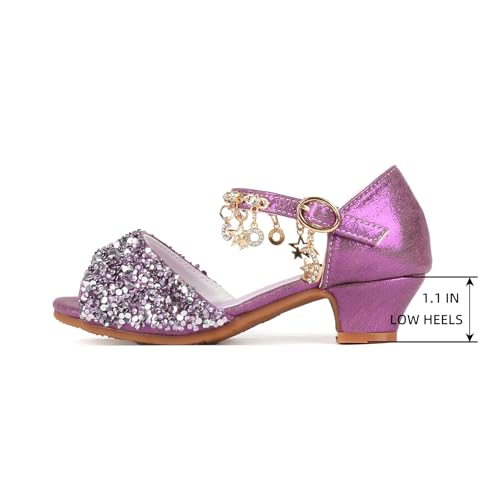 ChuLian Girls Dress Shoes Sparkly Princess High Heels Peep Toe Party Wedding Flower Girls Shoes Sandals Toddler Little Big Kid3