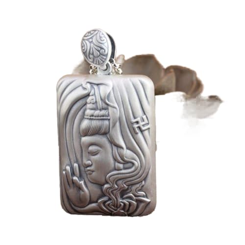 Collier argent S925 Bodhisattva et Sutra du Cœur pendentif bouddhiste