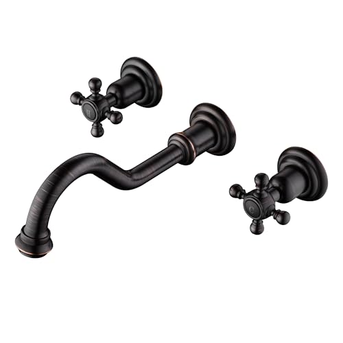 SUMERAIN Wall Mount Bathroom Sink Faucet Vintage Oil Rubbed Bronze