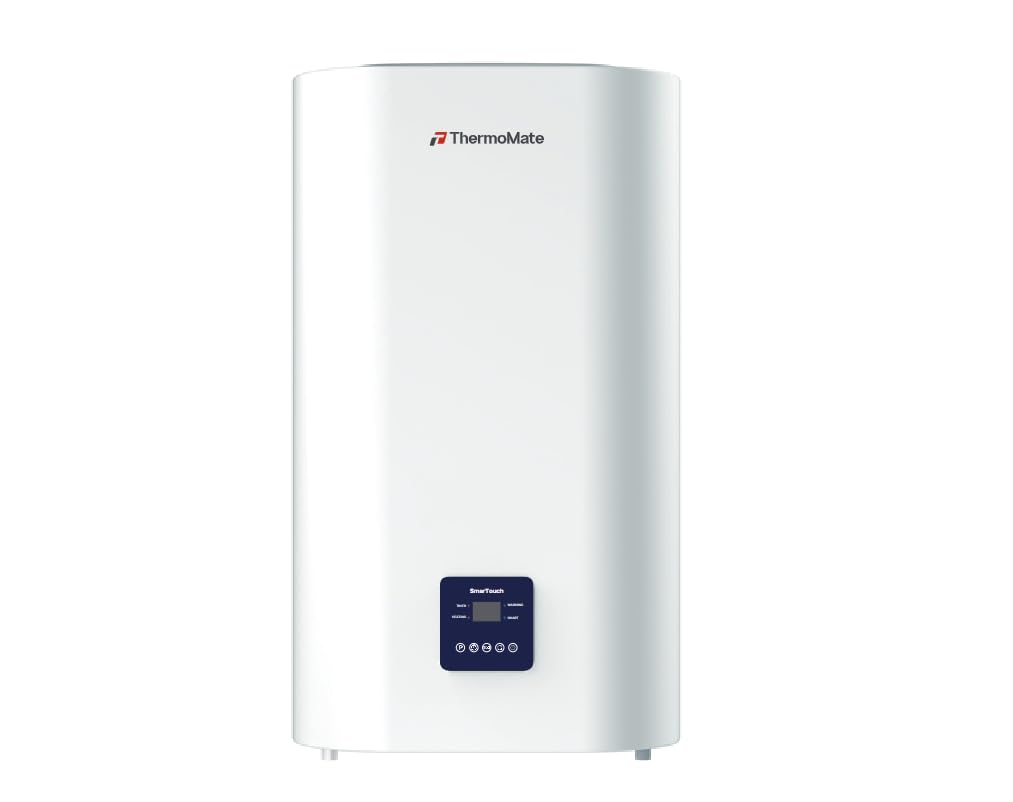 ThermoMate EM50DE Termo Eléctrico Plato 50 Litros, Inteligente Calentador de Agua Eléctrico con Doble Tanque, Instalación Vertical u Horizontal, Smart, Inox 316, IPX4