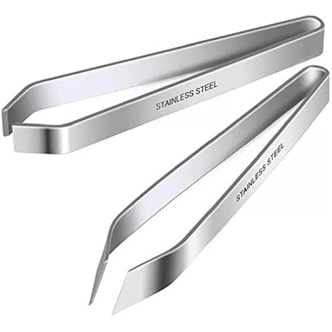 2pcs Fish Bone Tweezers Stainless Steel Slant Tweezers Clip Flat Tweezers Fish Bone Tongs Kitchen Meat Hair Remover Tool Cover