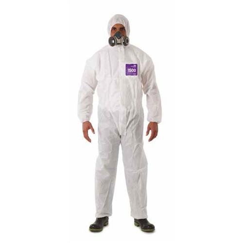 Ansell Healthcare WH15-S-92-106-07 MICROCHEM by AlphaTec Series 1500 Coverall with 3 Piece Hood and Attached Boots, 2-Way Front Zipper with Storm-Flap, 3X-Large, White (Pack of 25)