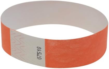 EventWristbands Premium 3/4" Tyvek Wristbands (500 Count, Coral Red) - Red, Green, Blue, Yellow & Orange Colored Event Wristband Paper Bracelets - Neon Wrist Bands for Festivals