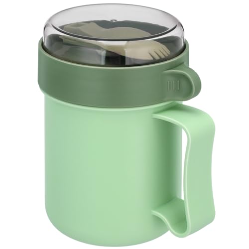 Veemoon Tasse Yaourt Joint Avec Couvercle, 2 En 1 Tasse à CéRéAles Emporter Pot Muesli Micro-Ondes RéUtilisable De 500 Ml Mug à Soupe - SéParation SèChe Et Humide - Avec PoignéEs Et CuillèRe