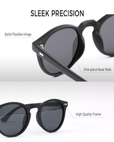 Image of Small Round Polarized Sunglasses for Women Men, Ultra Lightweight UV400 Protection Trendy Classic Vintage Style