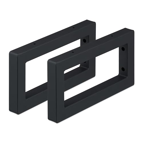 Relaxdays Wandkonsole, 2er Set, 30 cm, Stahl, Regalhalter für Waschtisch & Wandregal, rechteckige Regalkonsole, schwarz