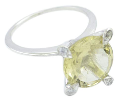 Bague argent sterling 925 véritable avec solitaire jaune RIYO Librement
