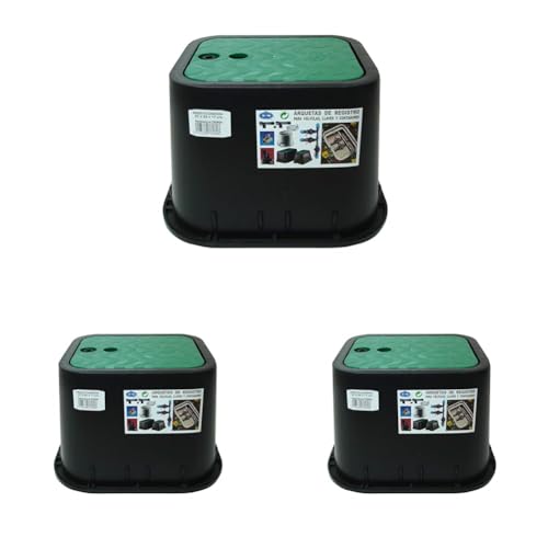 S&M 760808 Arqueta para riego enterrado 2 Salidas, Color Negro/Verde (Paquete de 3)