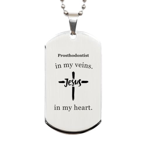 Prosthodontist Gifts Idea. Prosthodontist in My Viens. Jesus in My Heart. Proud Jobs Silver Dog Tag. Gifts for Prosthodontist Friends, Bae, Girlfriend