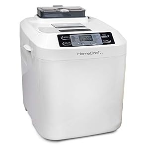 HomeCraft HCPBMAD2WH Bread Maker With Auto Fruit & Nut Dispenser, Makes 2 Lb. Loaf Size, 3 Crust Options, 12 Programmable Settings