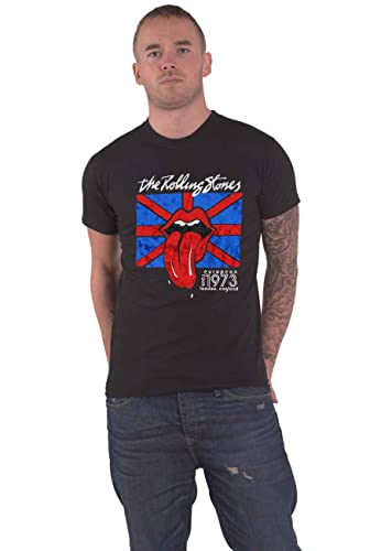 The Rolling Stones T Shirt London European Tour 73 Nouveau Officiel Homme Noir - Les Beatles, Paul McCartney, John Lennon, RIngo Starr, George Harrison The Rolling Stones T Shirt London European Tour 73 Nouveau Officiel Homme Noir