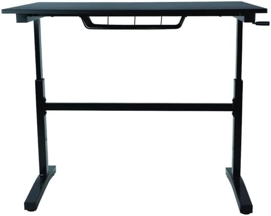 Miniatura 5 de UrbanPro Escritorio de pie de altura ajustable con manivela con cesta de cable de alambre en negro