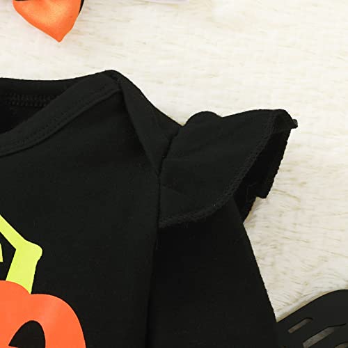 Baby Girls Halloween Outfits Ruffled Long Sleeve Pumpkin Romper Onesi